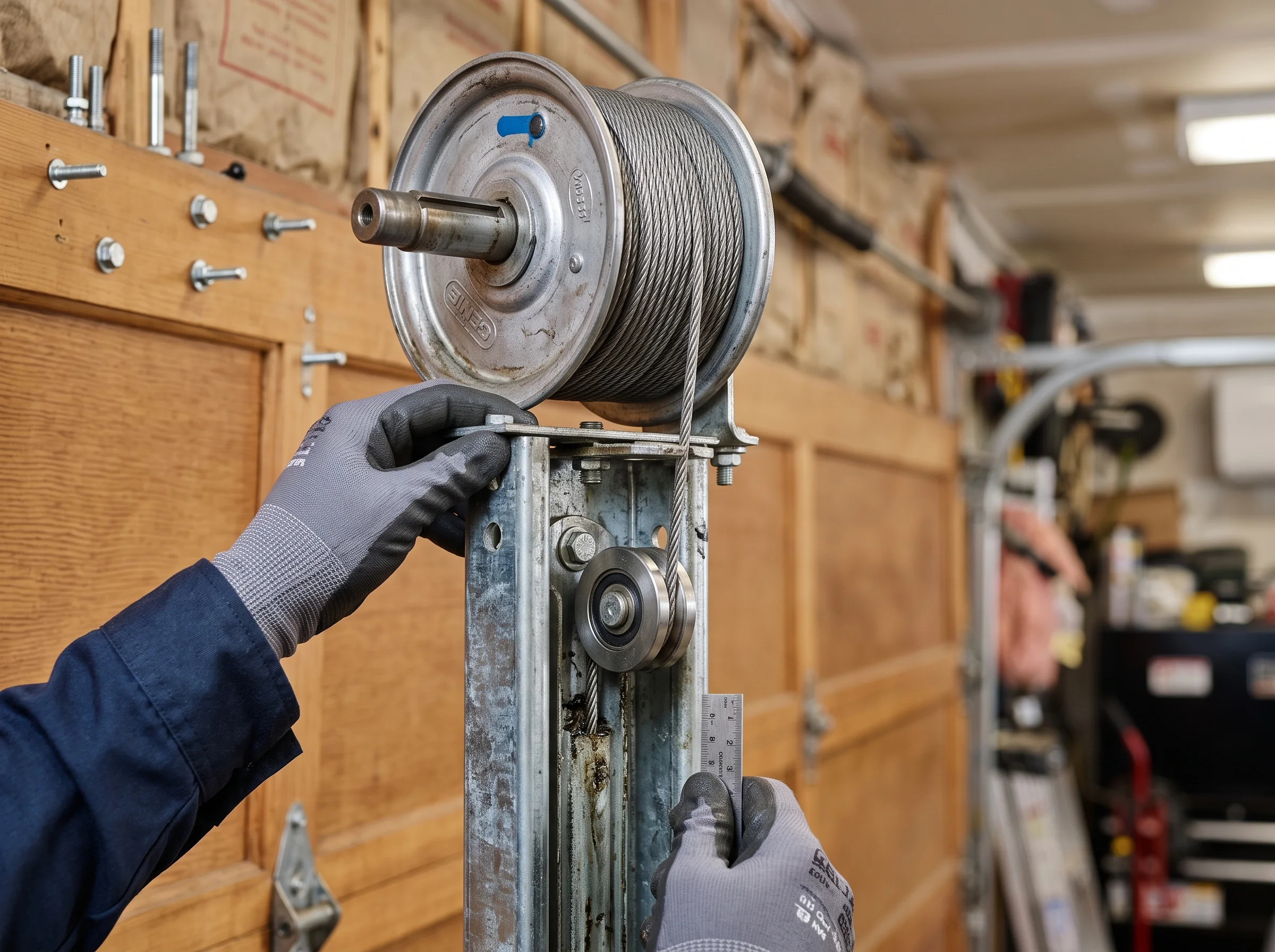 Garage door cable and roller inspection