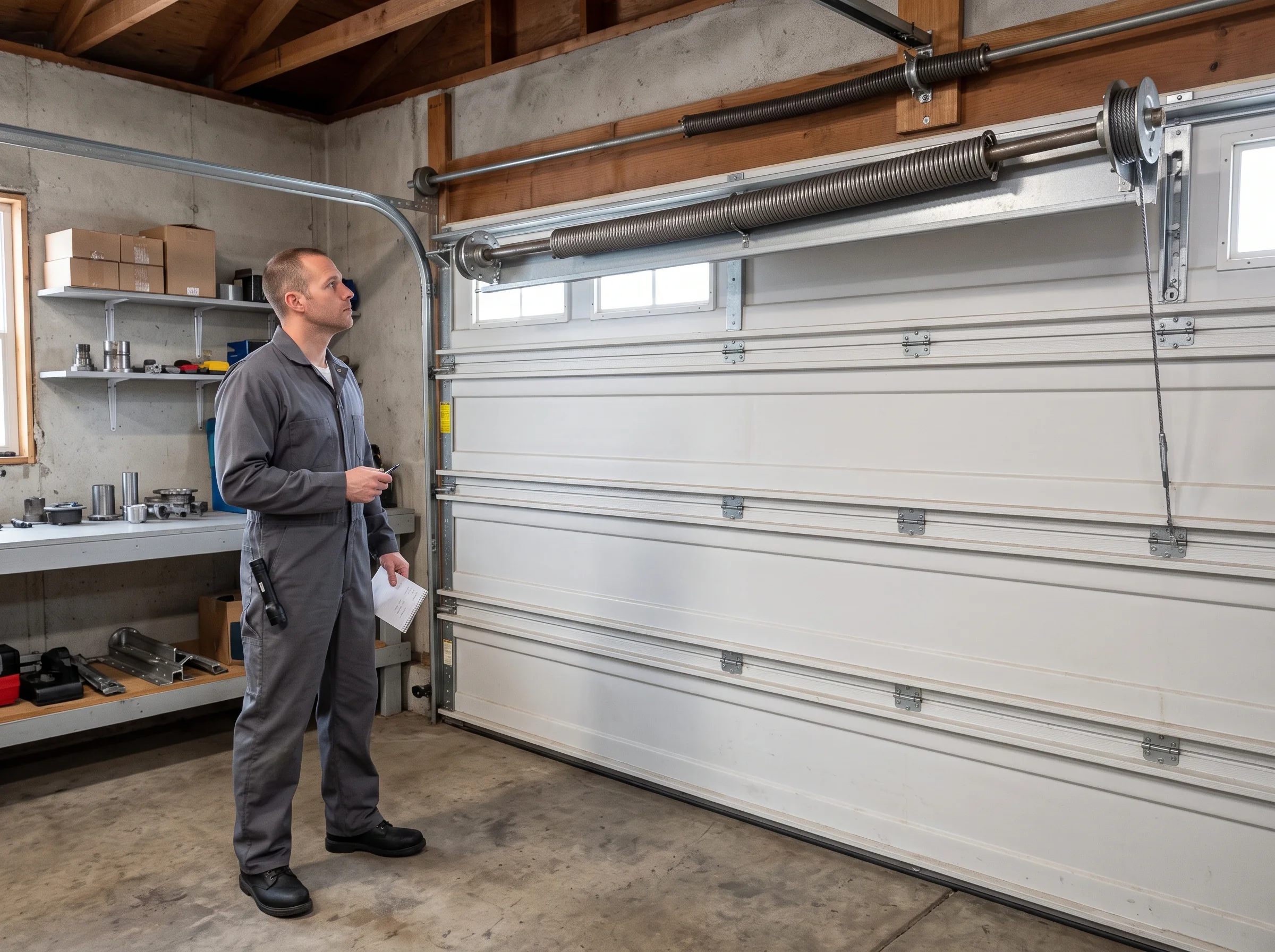 Garage door spring system inspection